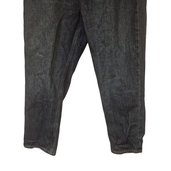 Old Navy Women's Dark Wash High Rise Button Fly Slouchy Straight Cotton Jeans - Picture 4 of 11